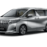 Toyota Alphard abu-abu tampak samping untuk layanan sewa mobil premium Bandung dengan driver profesional