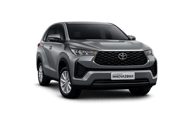 Toyota Innova Zenix Type Q abu-abu tampak depan untuk layanan sewa mobil Bandung dengan driver profesional
