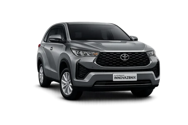 Toyota Innova Zenix Type Q abu-abu tampak depan untuk layanan sewa mobil Bandung dengan driver profesional